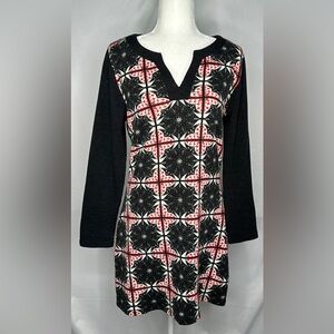 Aryeh Anthropology Sweater Dress Red Black White Geometric Boho Sz M